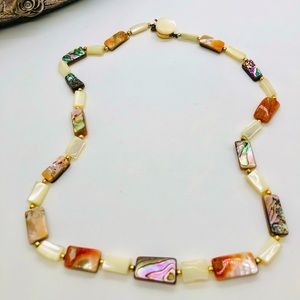 Antique Abalone Mother Of Pearl Necklace